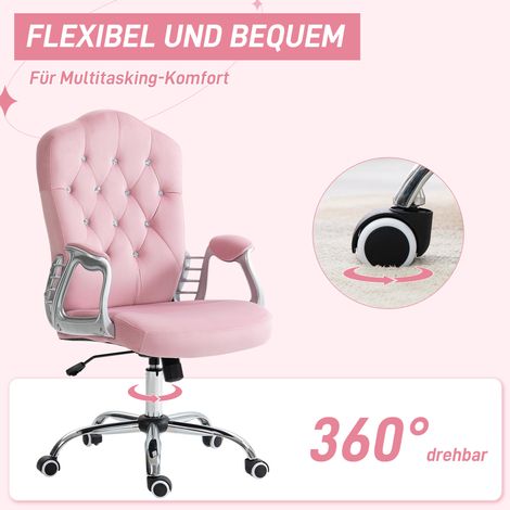 Chaise de bureau ergonomique pour femme, fauteuil pivotant avec fonction bascule, assise réglable en hauteur, capacité 120 kg, couleur rose (1/5)