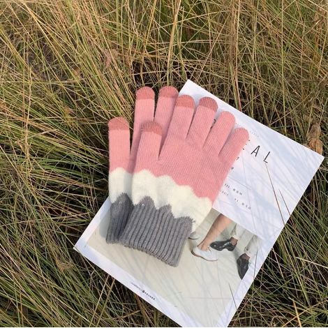 1 paire de gants de jardin, gants chauds tricotés, gants d'hiver gants tactiles poudre d'onde