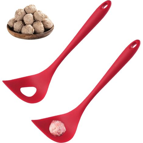 Machine à boulettes de viande, ensemble de 2 pièces antiadhésif, cuillère à boulettes en silicone sécuritaire, mini avec poignée ergonomique, pour la cuisine maison (1/5)