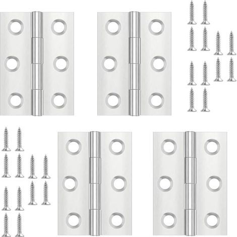 4 Pieces Door Hinge, Stainless Steel Hinge, Invisible Hinge, Flat Hinge, Cupboard Door/Small Doors/Drawers/Windows/Pianos/Jewelry Box Cabinets Home Furniture Hardware