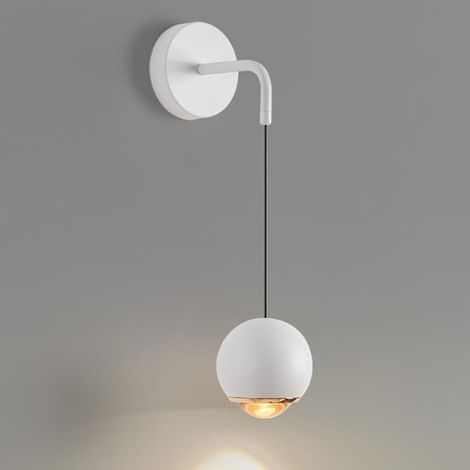 Mini applique murale de chevet, applique boule en métal avec abat-jour en verre, applique murale LED moderne - 7W - 3 modes de couleur, appliques murales réglables en hauteur, appliques murales au des (1/5)
