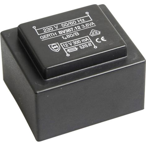 Gerth PTG381202 Printtransformator 1 x 230 V 2 x 6 V/AC 3.60 VA 300 mA