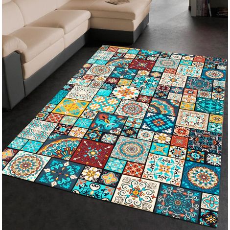 Tapis Chambre Salon Cuisine Salle de Bains Hall Moderne Design Majolique Antidérapant - 54x235 cm