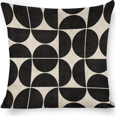 Abstrakter, geometrischer Kissenbezug in schwarzem Betonoptik, minimalistischer Retro-Stil, beidseitig bedruckt, aus Baumwolle und Leinen, 45 x 45 cm (1/5)