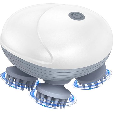 Masajeador eléctrico para el cuero cabelludo, 5 modos de masaje, alivio profundo de los tejidos, blanco. (1/2)