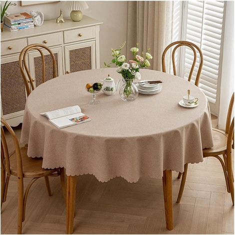 Nappe ronde 180 cm Bellbraun, antitache et imperméable