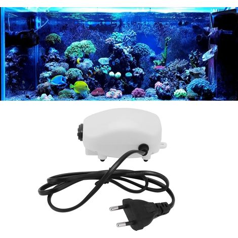 Pompe à oxygène pour aquarium silencieuse [2 entrées] avec 2 pierres poreuses et valves anti-retour – Kit aquaculture pour 2 aquariums (1/5)