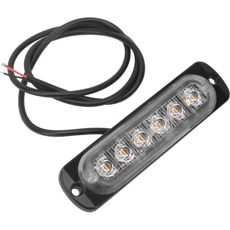 Lampe stroboscopique clignotante d'urgence 12V 6 LED jaune pour camion, voiture et moto (1/5)