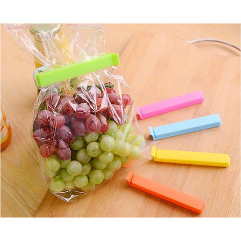 EASYCOMFORT Lot de 5 Clips de Fermeture pour Sachets, Plastique, 11 cm Clip alimentaire aléatoire de couleur, peut recevoir une seule couleur (1/5)