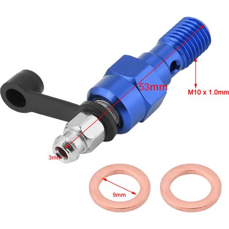 Vis de purge M10x1.0mm pour maître-cylindre moto, bouchon de vidange en bleu, boulon banjo, capuchon anti-poussière (1/5)