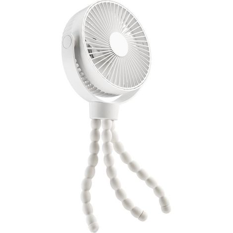 Stroller Fan,【16000mAh】Flexible Tripod Fan with 4 Speeds,Portable Personal Desk Fan,720° Rotating Fan for Stroller,Cribs,Car Seat - Blanct (1/5)