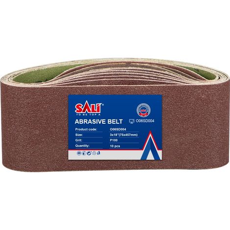 Lot de 10 bandes abrasives 75 x 457 mm Grain 100 pour ponceuse à bande, machine à poncer pour le bois, le métal, le lissage, le rognage, l'affûtage et le décapage (1/5)