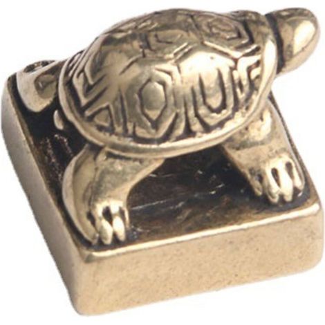 Sceau tortue de longévité vintage en laiton, pièce de poignée Wenwan, sculpté (1/5)