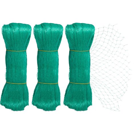 Relaxdays 3x Bird Protection, 10 x 4 m, Fine-Meshed, 20x20 mm, Fruit Tree Net for Preventing Nibbling, Flowerbed, Green