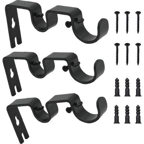 3 accessori per asta per tende, staffa a parete regolabile per asta, doppio Cu (1/5)