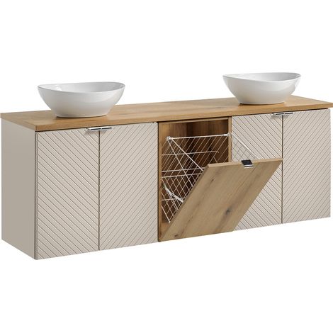 Mobile bagno doppio lavabo Manoa cashmere - marrone 160cm