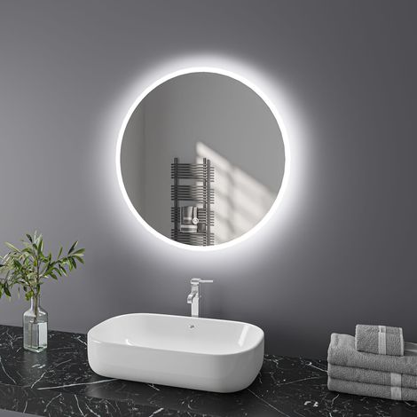 Badspiegel mit Beleuchtung LED Badezimmerspiegel, Wandspiegel Runder Ø60cm mit Touch, Kaltweißer Beleuchtung - Basic (1/4)