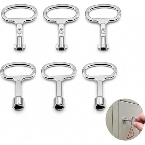 6 Clés Armoire Électrique, 3 Modèles à Fente + 3 Triangulaires, Clé Sécurité pour Compteur Gaz Eau, Outil Universel Coffret Électrique Zinc Alliage Multifonction (1/5)