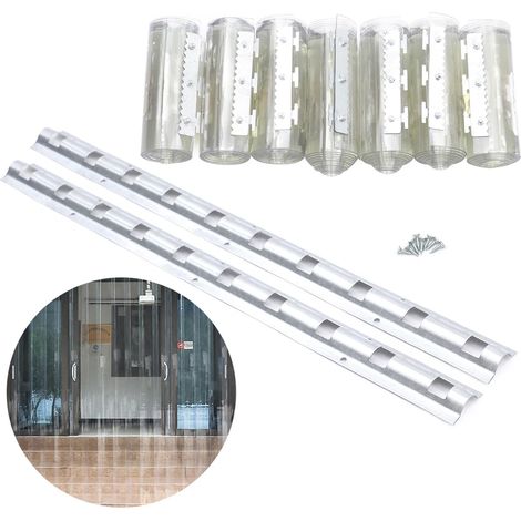 Cortina de tiras de PVC, 7 unidades, de PVC, con soporte, contra el agua, insonorización, resistencia a la intemperie de -5 °C hasta 50 °C