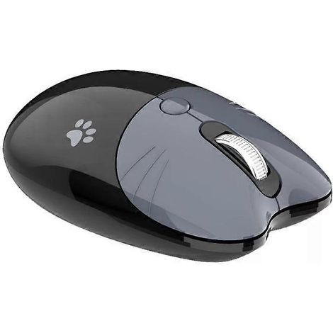 Souris sans fil - Design mignon et silencieux, Bluetooth, 3 boutons, Gris Noir (1/2)