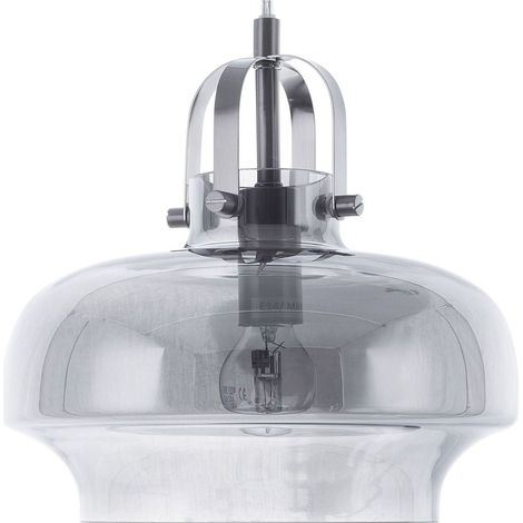Pendant Lamp Smoked Grey Glass Industrial Ceiling Light WILTZ