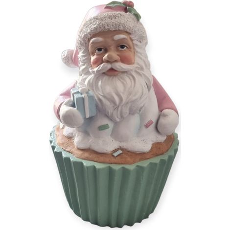 Dekofigur Cupcake Weihnachtsmann 14,5 x 9 x 9 cm bunt Weihnachtscharaktere