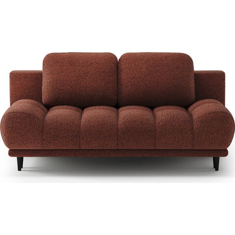 Canapé convertible 2 places NIVIO – Coffre & pieds bois noir-Terracotta (1/5)