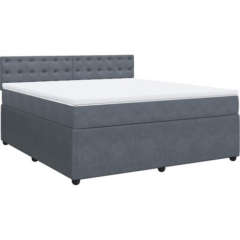 vidaXL Giroletto a Molle con Materasso Grigio Scuro 180x200 cm Velluto (1/5)