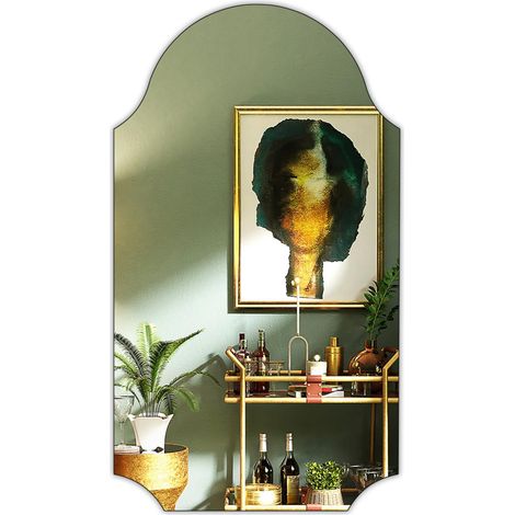 Miroir mural sans cadre - 51 x 91 cm - Miroir arqué irrégulier (1/5)