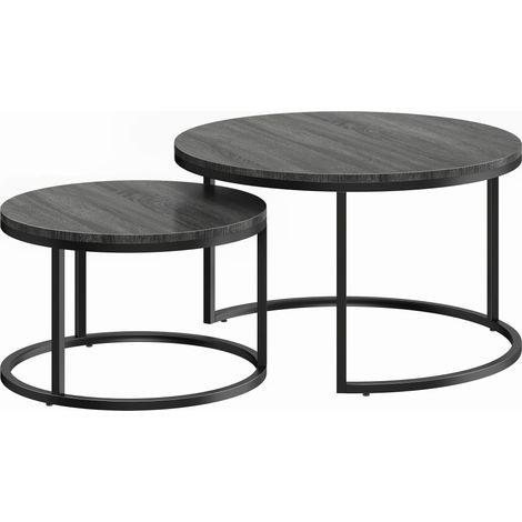 Tables gigognes Teodoro design métal bois noir élégantes modulables salon