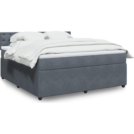 Boxspringbett mit Matratze Dunkelgrau 180x200 cm Samt