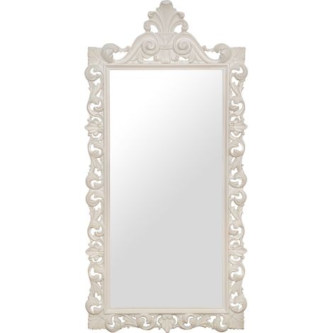 MIROIR MURAL EN BOIS AVEC FINITION BLANC ANTIQUE FABRIQUÉ EN ITALIE
