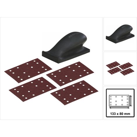 Festool HSK 80x133 H Blocco di levigatura duro 80 x 133 mm ( 495967 ) + 200x nastri abrasivi P40 / P60 / P120 / P180 (1/5)