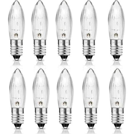 Ampoule E10 34V 3W Bougie avec 7 Points de Combustion Ampoules de rechange, 30LM Blanc Chaud 2700K, Ampoule Bougie E10 pour Arche Lumineuse, Arbre de Noël, Guirlande, Lot de 10 (1/5)