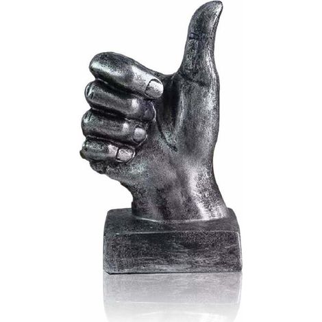 Sculpture - Lependor - Statue Doigt en Résine - Argent - 8,5x6x15 cm - Décoration Bureau (1/4)