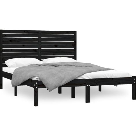 Maison Exclusive - Massivholzbett Schwarz 150x200 cm