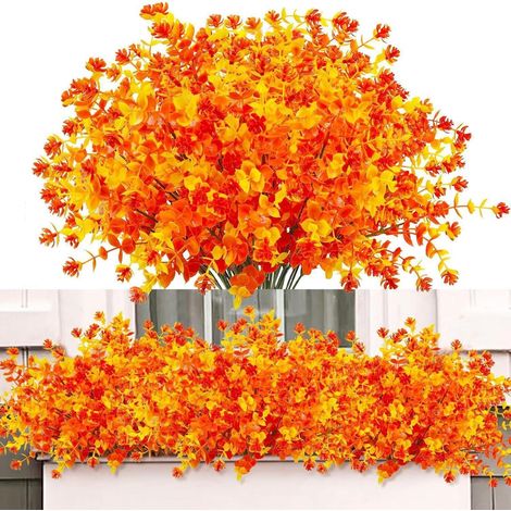 Kunstblumen 6er Herbstblumen Balkonpflanzen Außen Orange-typ E (1/5)