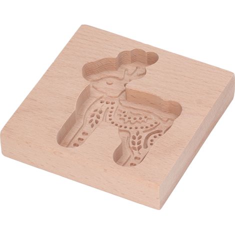 Emporte-pièce en bois sculpté, moule à biscuits en forme de petit faon, pour pain d'épice. (1/5)