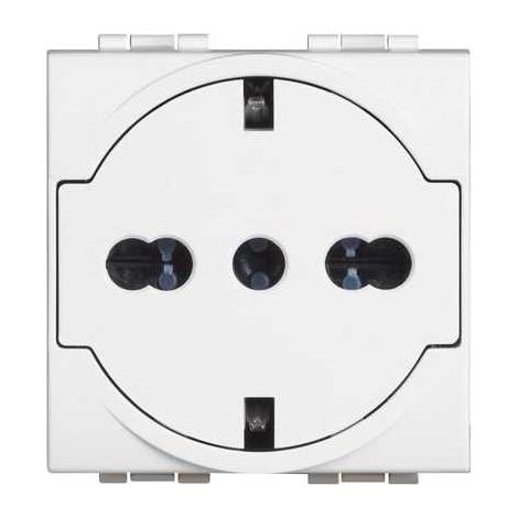 Bticino N4140 / 16F Prise FLAT standard allemand-italien schuko Livino Light blanc