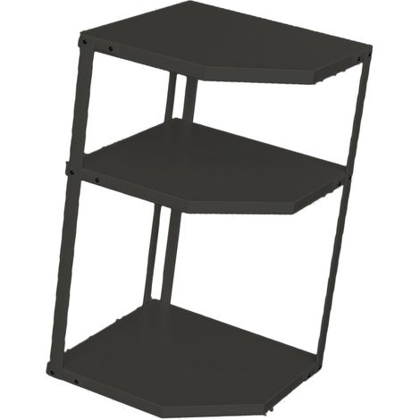 Eckregal für die Küche, fächerförmig, platzsparend, stabil, aus Kohlenstoffstahl, für Töpfe und Pfannen, 3 Ebenen, schwarz, 27 x 27 x 45,5 cm (1/5)