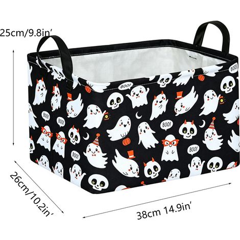 Panier de Rangement Halloween Pliable Toile de Chanvre Chauve-Souris Violet 38 x 26 x 25 cm (1/4)