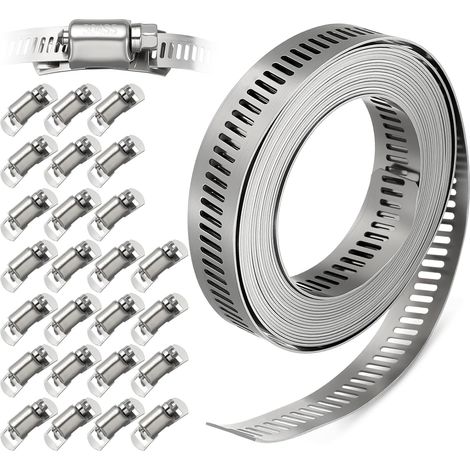 1 colliers pavés dans le serrage et un acier inoxydable 304, un mètre carré de 4,88 m (16 pieds) + 25 fixations robustes, un ensemble de colliers et un serrage, un vis sans fin, l'automobile, la mécan (1/5)
