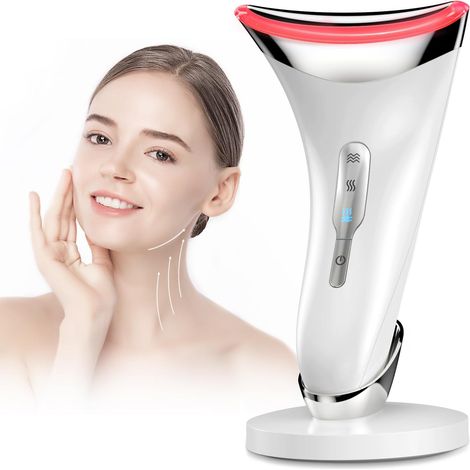 Appareil Anti Rides Visage Massage: Masseur Facial Électrique pour Lifting Visage et Double Menton 3 Modes LED - Chauffage à 45℃ EMS pour Raffermissement du Visage et du Cou - Anti-Âge pour Femmes (1/4)