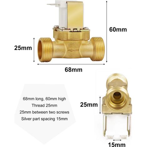 Lot de 2 électrovannes NC G3/4" 12 V 2 voies d'entrée d'eau en laiton électrovanne normalement fermée électrovanne magnétique magnétique pour contrôle de l'eau