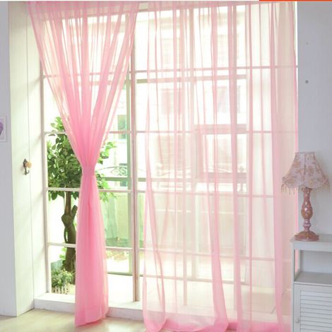 Cortinas de voile transparente, paneles de cortina lisos con ojales, en malla transparente, decoración moderna para dormitorio, sala de estar y puerta. (1/3)
