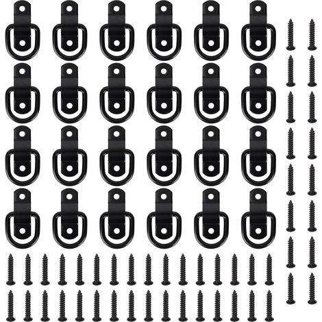 24pcs Anneaux D'arrimage en D, Crochets Remorque Robustes de 1/4", Crochets D'arrimage Acier Carbone Remorque Supports D'ancrage pour SUV Camping-Cars Fourgonnettes Voitures Bateaux et Motos (1/5)