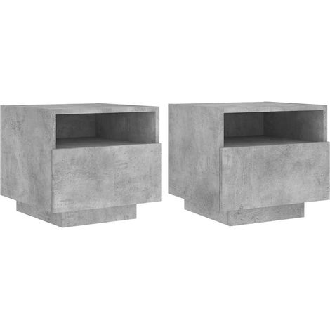Maison Exclusive - Nachttische mit LED-Leuchten 2 Stk. Betongrau
