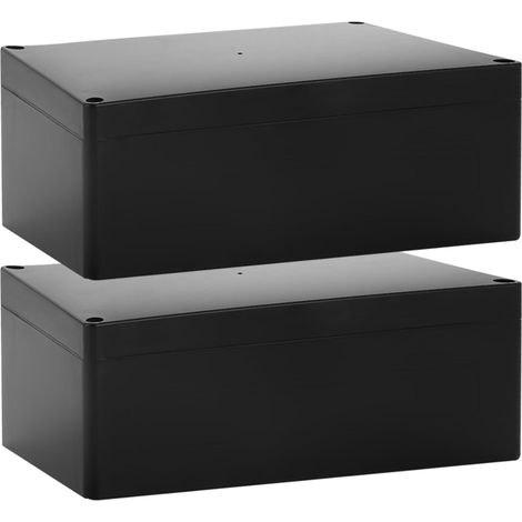 Lot de 2 Boîte de Dérivation Noire 200x120x75 mm - Boîtier Électronique Étanche IP65 en ABS - Support de Connexion Électrique Extérieur pour Éclairage de Jardin, Caméra et Distribution (1/5)