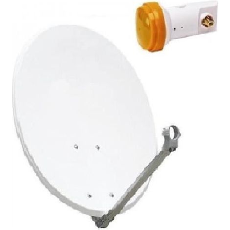 Parabole satellite acier 65 cm + LNB Single Golden Media 0,1dB idéal ASTRA EUTELSAT