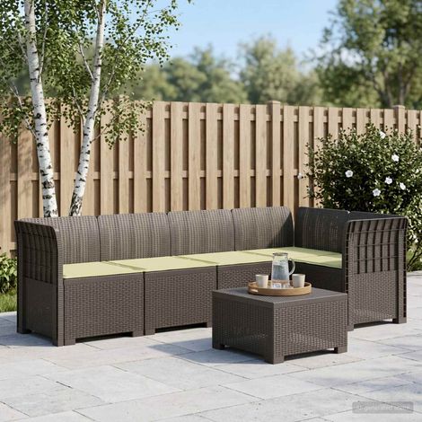 vidaXL Sofá de Jardín de 5 Plazas con Cojines Estilo Ratan PP (1/5)